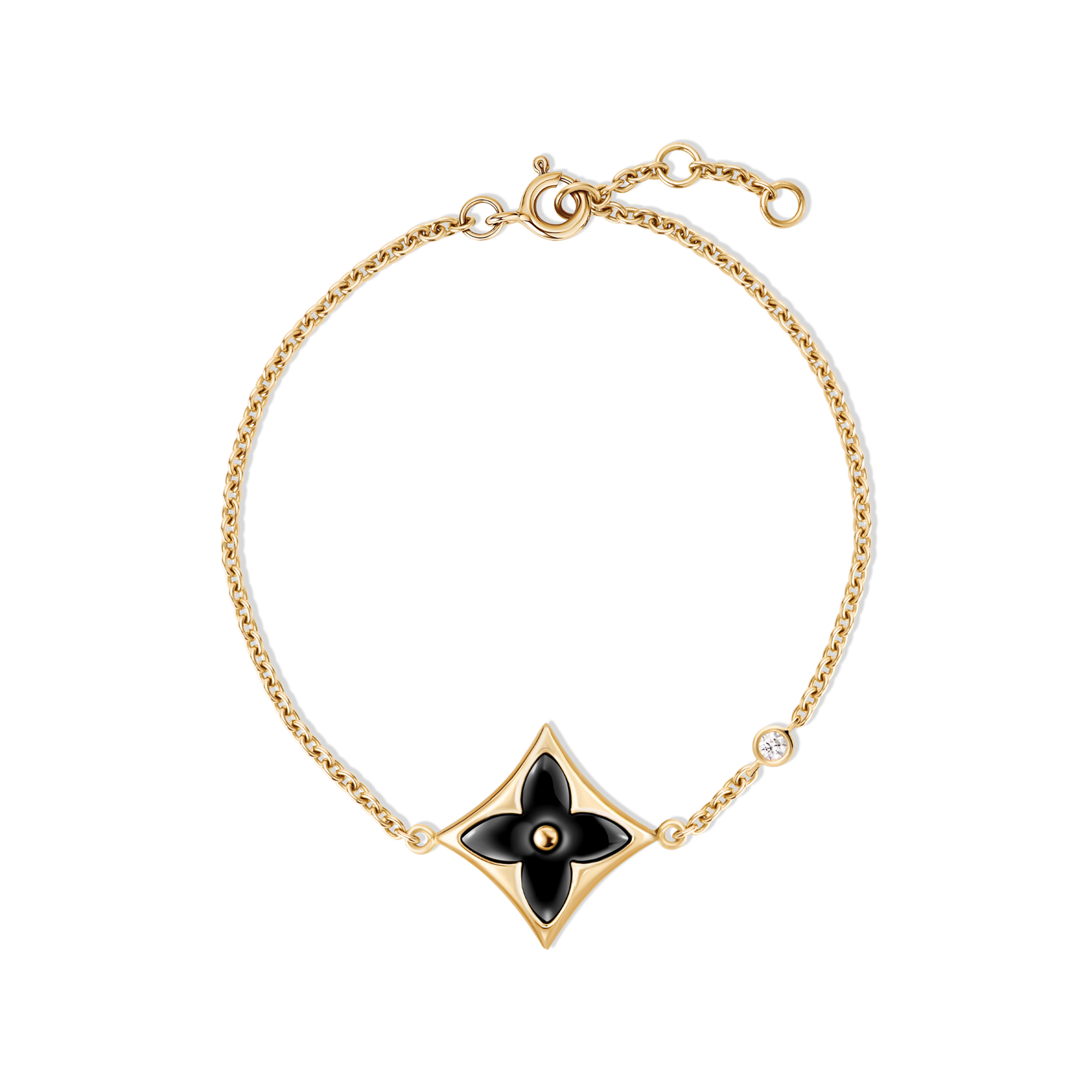Color Blossom Bb Star Bracelet, Yellow Gold, Onyx And Diamond